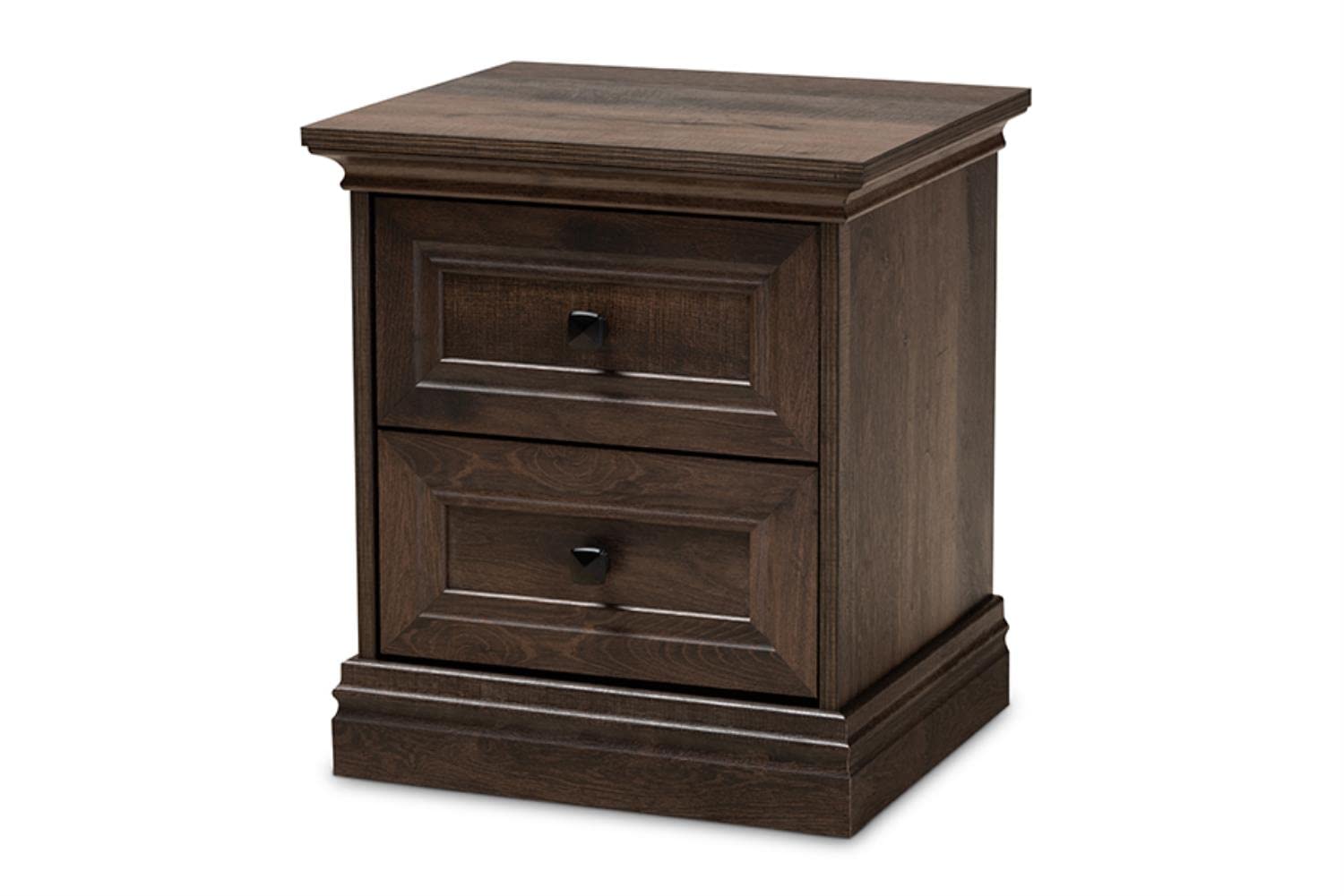 Baxton Studio Nolan Traditional Transitional Hazel Walnut Brown Finished 2-Drawer Wood Nightstand